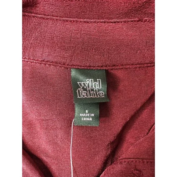 Womens Wild Fable Berry Red Burgundy Button Up Mini Ruched BodyCon Dress Size S - Picture 4 of 5